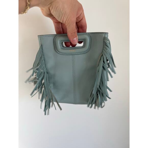 Maje Fringe Leather Mini Crossbody Bag - Slate Blue - Picture 4 of 12